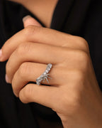 Female model wearing 14K 8 Stone Diamond Engagement Ring Setting
