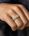 Male model wearing 10K 9MM Pave Diamond Ring Band