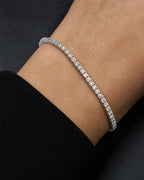 Male model wearing 14K 2MM Diamond Tennis Bracelet 7"