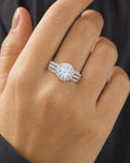 Female model wearing 14K Dyanne Diamond Engagement Ring