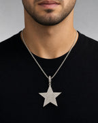 Male model wearing 14K World Star Diamond Pendant
