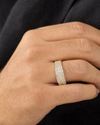 Male model wearing 14K 5.5MM Diamond Baguette Ring Band