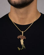 Male model wearing 14K Italy Flag Diamond Pendant