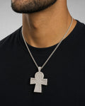 Male model wearing 14K Robyn Ankh Diamond Pendant