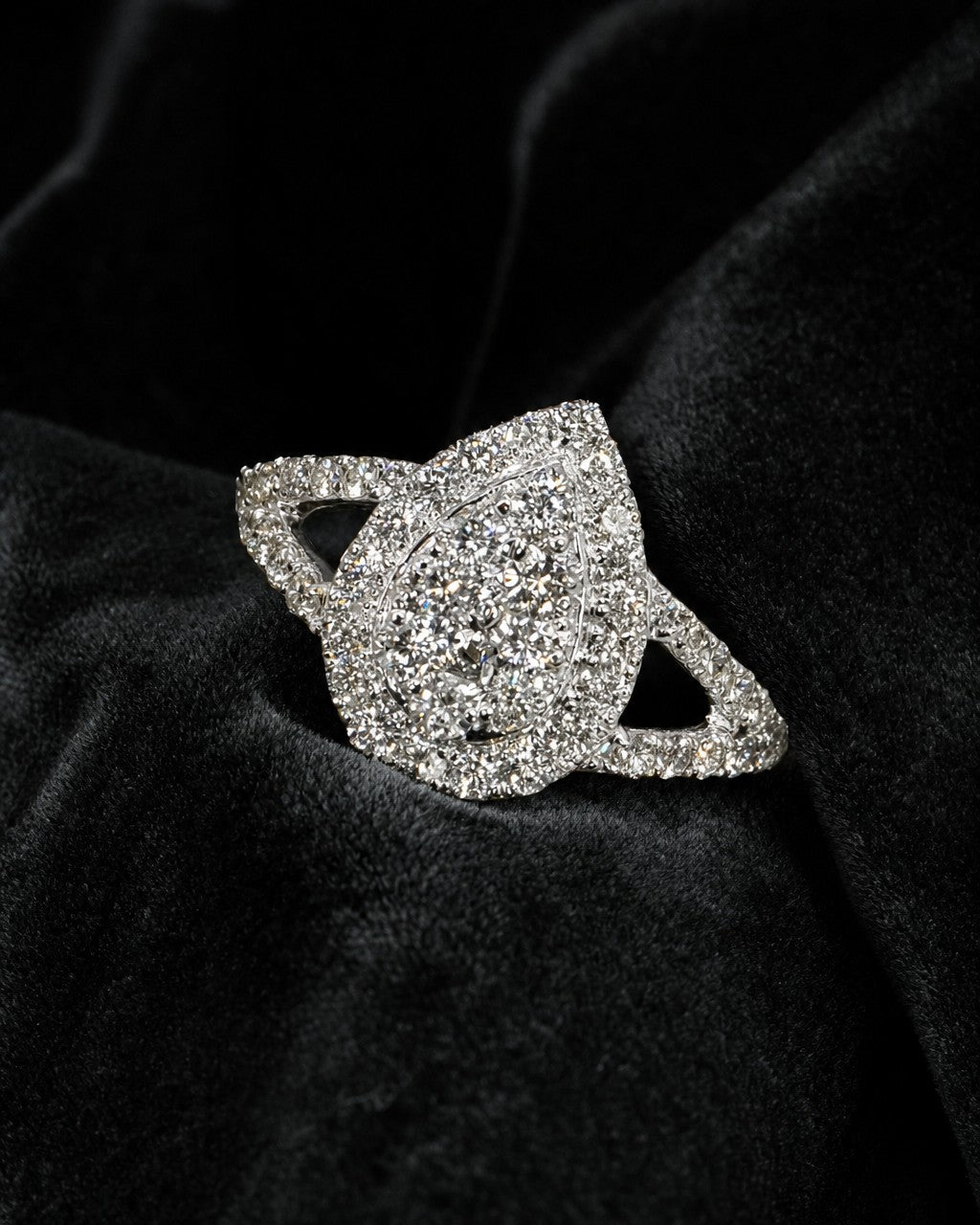14K Pear Halo Diamond Engagement Ring styled photo