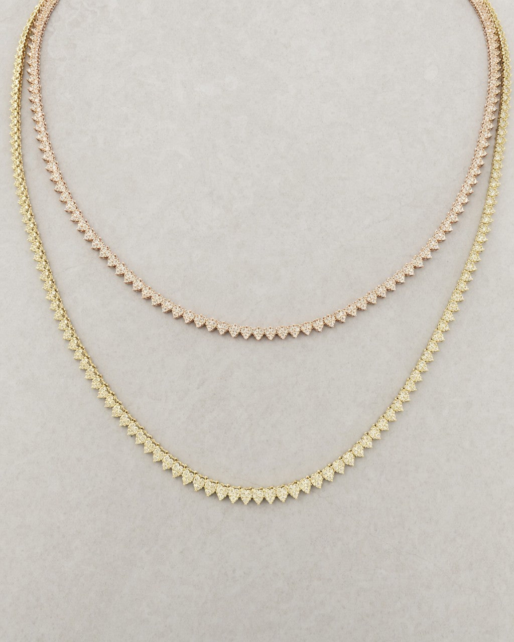 10K Heart Tennis Chain Diamond Necklace styled photo