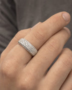 Male model wearing 14K 8MM Iced Diamond Band Ring