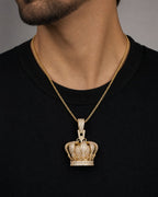 Male model wearing 10K Regal Crown Diamond Pendant