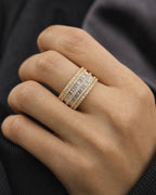 Male model wearing 14K Hercules Diamond Baguette Ring