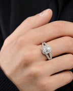 Male model wearing 14K Noble Rectangle Diamond Baguette Ring