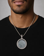 Male model wearing 10K Double-Sided Diamond Picture Photo Pendant