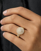 Male model wearing 14K 14M Cake Diamond Ring