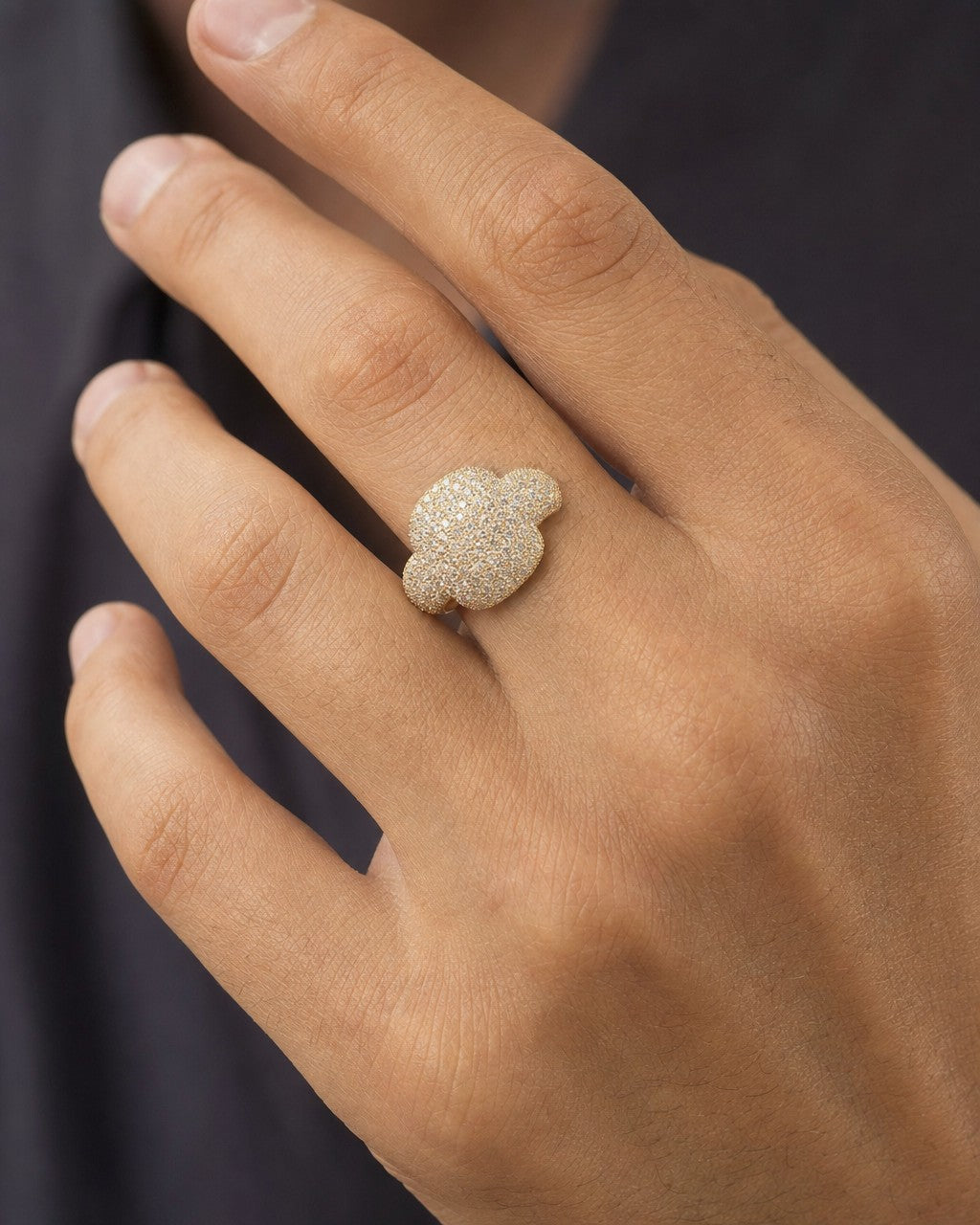 Male model wearing 10K/14K Presidential Iced Diamond Ring