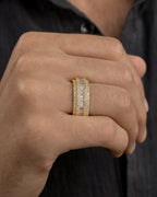 Male model wearing 14K Succession Diamond Baguette Ring