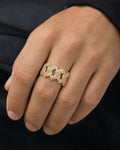 Male model wearing 14K 13MM Cuban Link Diamond Ring