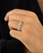 Male model wearing 14K Stacked Pave Infinity Diamond Ring Band