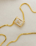 14K Emerald Cut Diamond Necklace styled photo