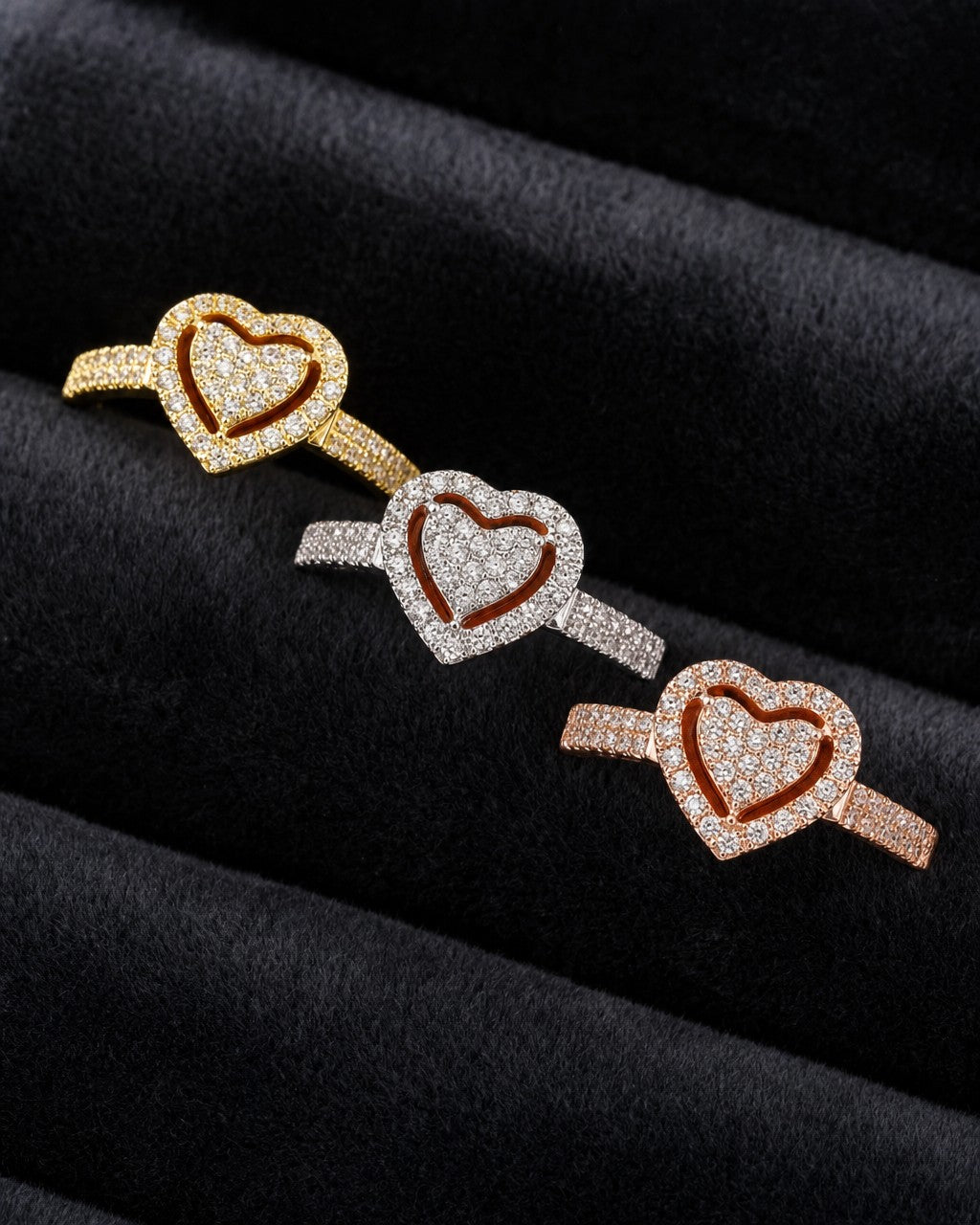 14K Rare Heart Halo Diamond Ring styled photo
