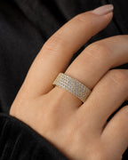 Female model wearing 14K Iced Diamond Wedding Stack Ring Band