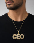 Male model wearing 10K CEO Diamond Pendant