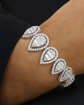 Male model wearing 14K Pear Diamond Baguette Bracelet 7"
