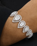 Male model wearing 14K Pear Diamond Baguette Bracelet 7"