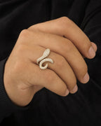 Male model wearing 14K Serpent Diamond Snake Ring