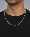 Male model wearing 14K 3MM Rolo Paperclip Link Chain 18"