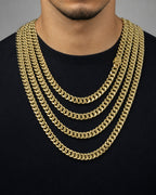 Male model wearing 10K 10MM Miami Cuban Link Chain 20-30"