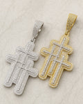 10K Trilogy Cross Diamond Pendant styled photo