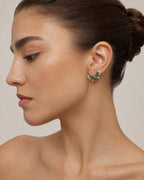 Female model wearing 14K Lucky Butterfly Diamond Earrings
