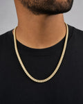 Male model wearing 10K 4.3MM Baguette Tennis Chain 20"