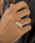 Male model wearing 10K Jumbo Monaco Cuban Link Diamond Ring