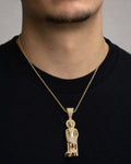 Male model wearing 10K Saint Lazarus Diamond Pendant