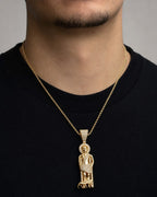 Male model wearing 10K Saint Lazarus Diamond Pendant