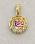 10K Puerto Rico Flag Circle Pendant styled photo