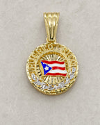 10K Puerto Rico Flag Circle Pendant styled photo