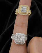 14K Victoria Double Halo Stacked Diamond Ring styled photo