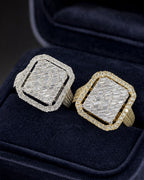 14K Rain Box Halo Diamond Baguette Ring styled photo