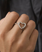 Male model wearing 14K Heart Infinity Diamond Ring Adjustable Band