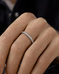 Male model wearing 2.2MM Platinum Diamond Band Ring