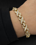 Male model wearing 14K Infinity Link Diamond Baguette Bracelet 7"