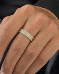 Male model wearing 14K Bandit Diamond Baguette Ring
