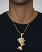 Male model wearing 10K Nefertiti Diamond Pendant