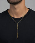 Male model wearing 14K Park Ave Lariat Necklace 17"