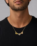 Male model wearing 14K Tri-Color Heart Necklace 18"