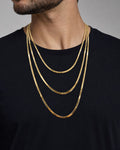 Male model wearing 14K Stacked Herringbone Necklace