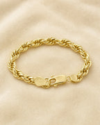 14K 4MM Figaro Rope Link Bracelet 8" styled photo
