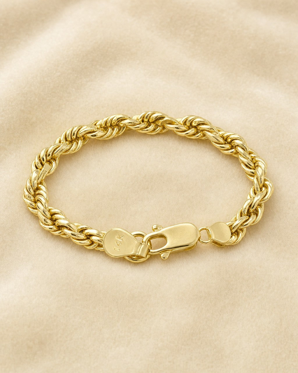 14K 4MM Figaro Rope Link Bracelet 8" styled photo