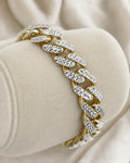 14K 9.5MM Two-Tone Cuban Link Bracelet 8" styled photo
